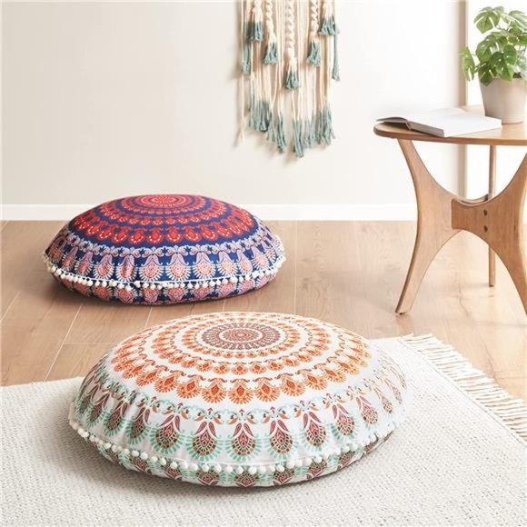 32 Inch Round Floor Pillow, Large Meditation Pouf Cushion , Memory Foam Stuffer - Picture 4 of 7